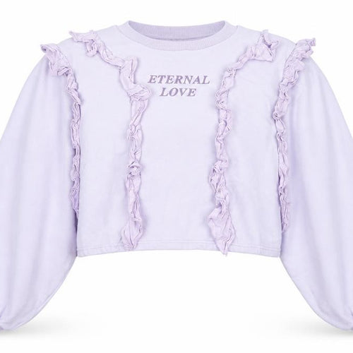 Minga London Women's Lilac XS/S Ruffle Cropped Sweatshirt Eternal Love