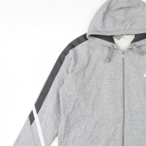 Nike Men’s Grey L Full Zip Hooded Fleece Sweatshirt Logo
