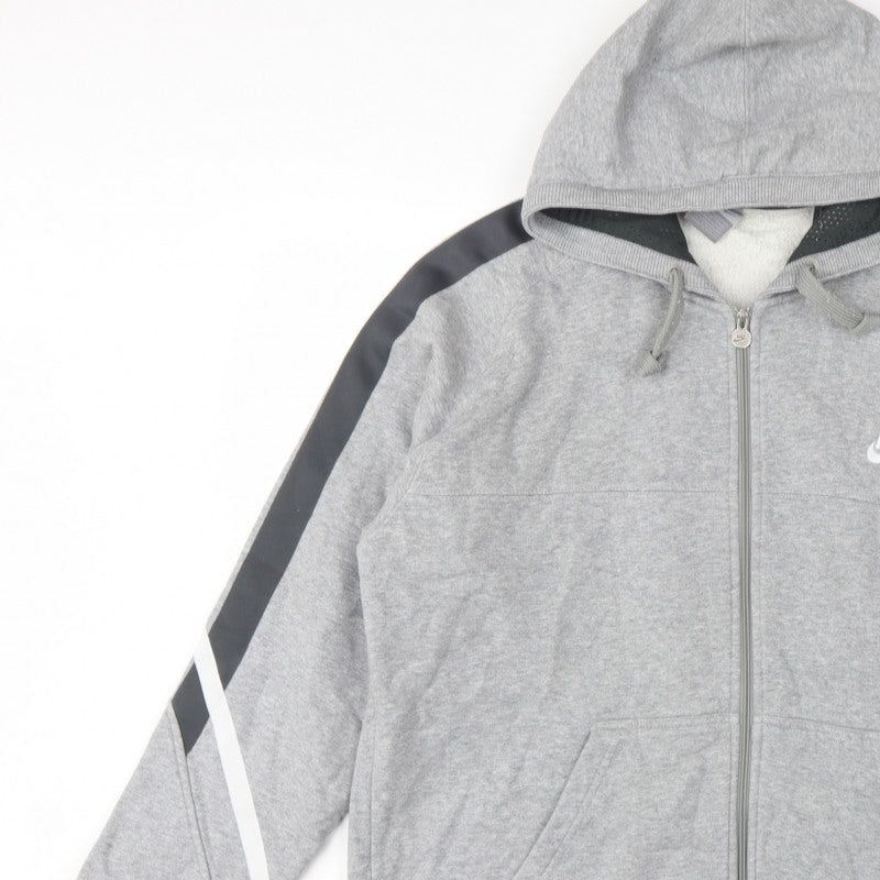Nike Men’s Grey L Full Zip Hooded Fleece Sweatshirt Logo