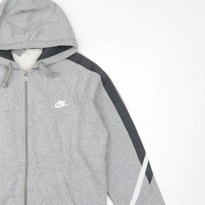 Nike Men’s Grey L Full Zip Hooded Fleece Sweatshirt Logo