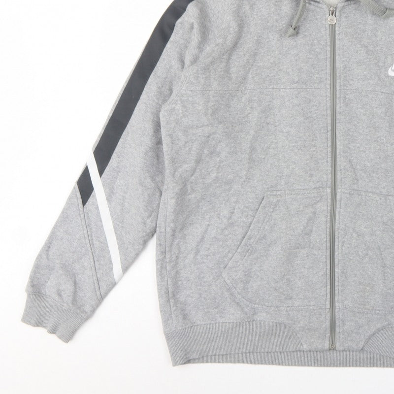 Nike Men’s Grey L Full Zip Hooded Fleece Sweatshirt Logo