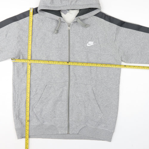 Nike Men’s Grey L Full Zip Hooded Fleece Sweatshirt Logo