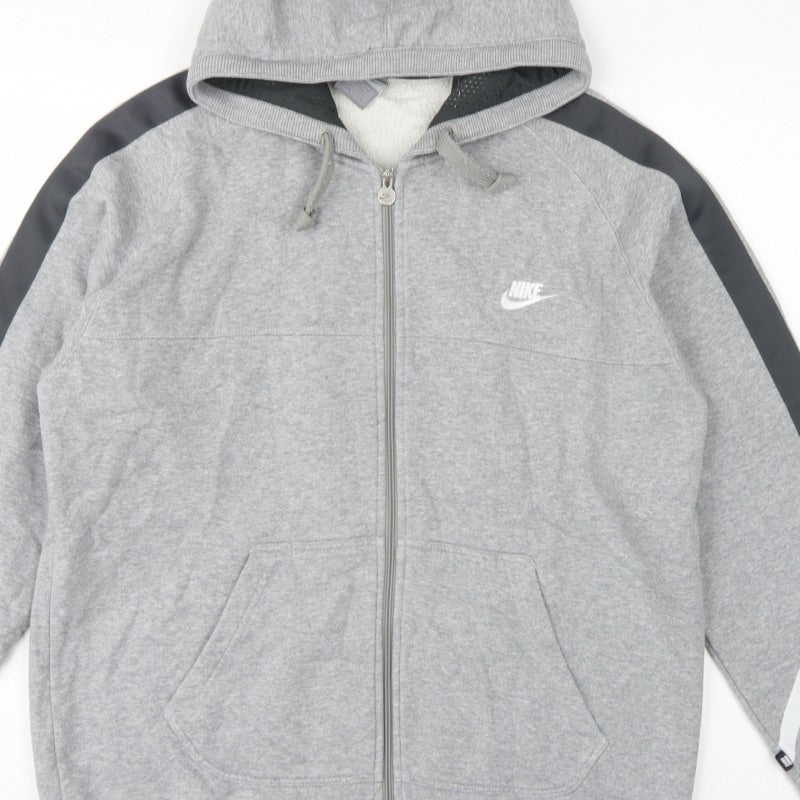 Nike Men’s Grey L Full Zip Hooded Fleece Sweatshirt Logo