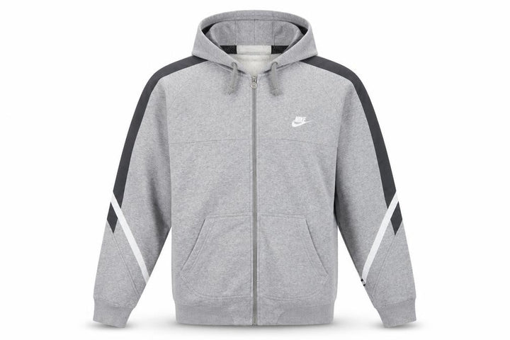 Nike Men’s Grey L Full Zip Hooded Fleece Sweatshirt Logo
