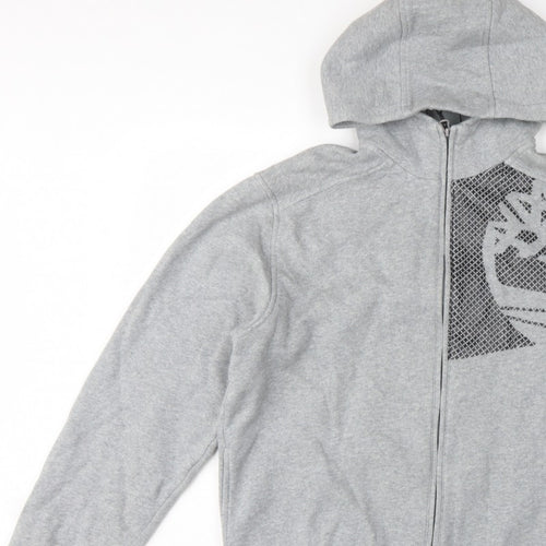 Timberland Men’s Grey L Full Zip Logo Graphic Hoodie Fleece
