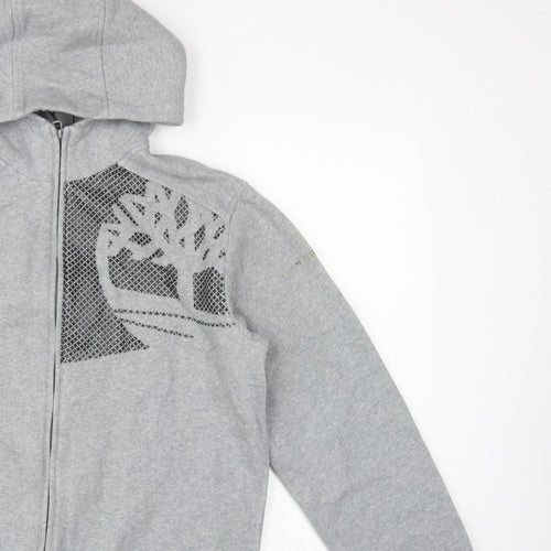 Timberland Men’s Grey L Full Zip Logo Graphic Hoodie Fleece