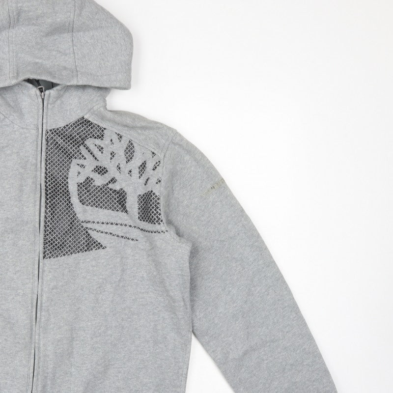 Timberland Men’s Grey L Full Zip Logo Graphic Hoodie Fleece
