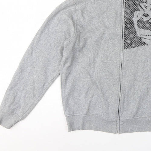 Timberland Men’s Grey L Full Zip Logo Graphic Hoodie Fleece