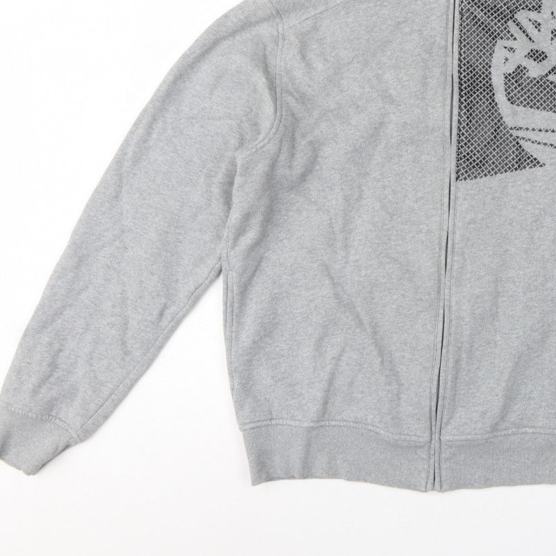 Timberland Men’s Grey L Full Zip Logo Graphic Hoodie Fleece