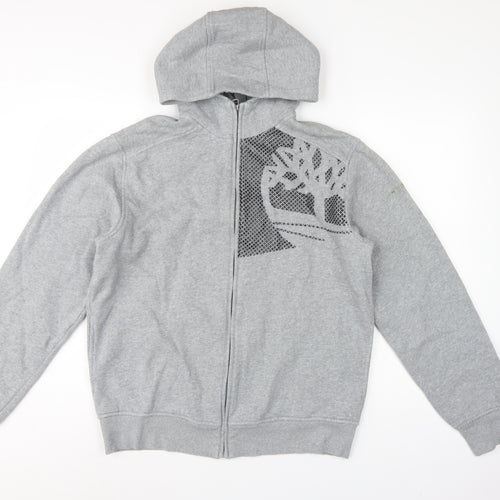 Timberland Men’s Grey L Full Zip Logo Graphic Hoodie Fleece