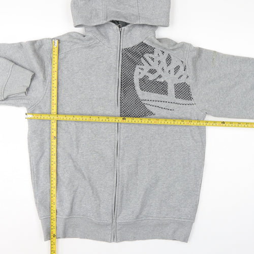 Timberland Men’s Grey L Full Zip Logo Graphic Hoodie Fleece