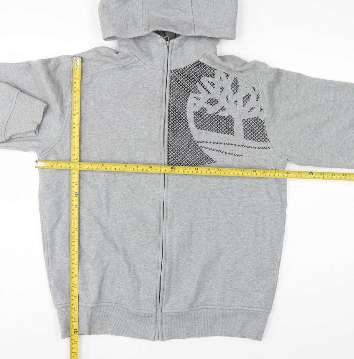 Timberland Men’s Grey L Full Zip Logo Graphic Hoodie Fleece