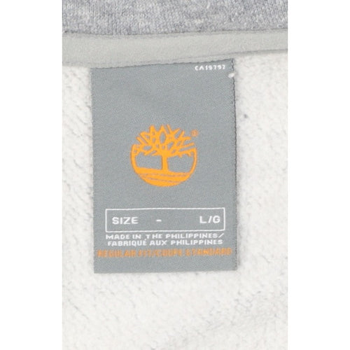 Timberland Men’s Grey L Full Zip Logo Graphic Hoodie Fleece
