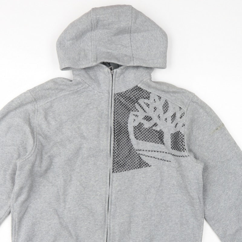 Timberland Men’s Grey L Full Zip Logo Graphic Hoodie Fleece