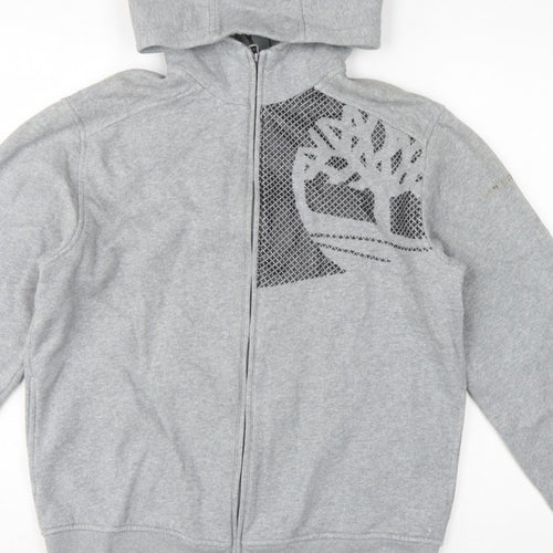 Timberland Men’s Grey L Full Zip Logo Graphic Hoodie Fleece