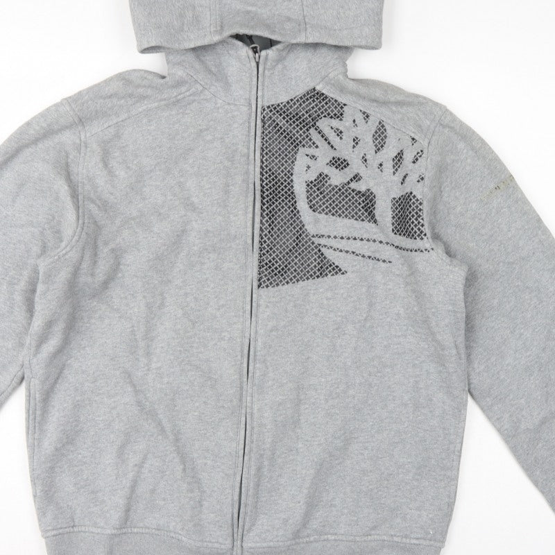 Timberland Men’s Grey L Full Zip Logo Graphic Hoodie Fleece