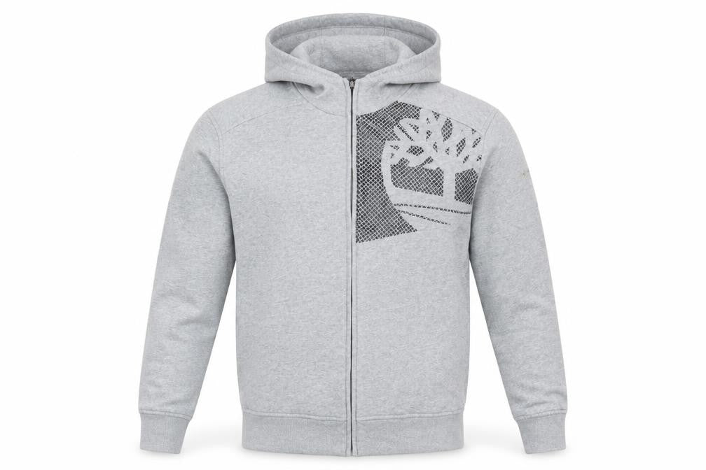 Timberland Men’s Grey L Full Zip Logo Graphic Hoodie Fleece
