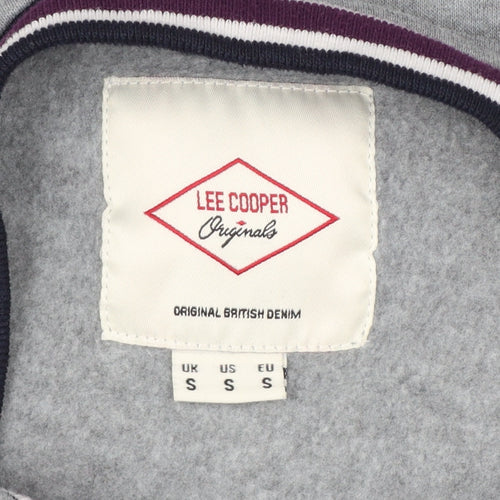 Lee Cooper Men's Grey S Pullover Crew Neck Striped Trim Sweatshirt