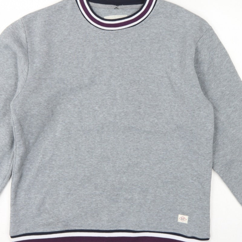 Lee Cooper Men's Grey S Pullover Crew Neck Striped Trim Sweatshirt