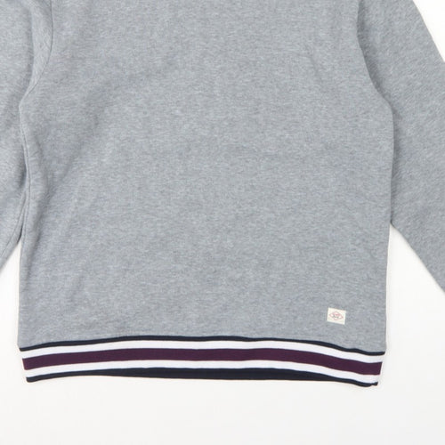 Lee Cooper Men's Grey S Pullover Crew Neck Striped Trim Sweatshirt
