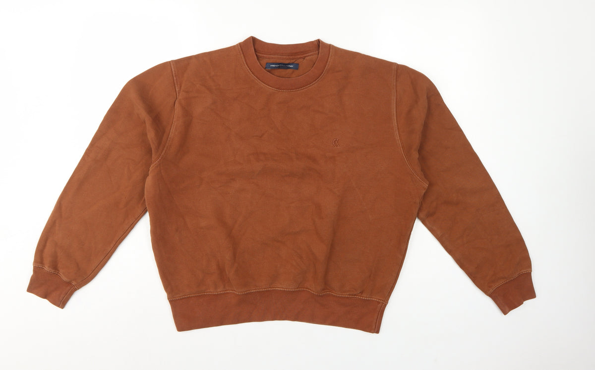 Back view of French Connection Women’s Brown S Pullover Crew Neck Logo Sweatshirt