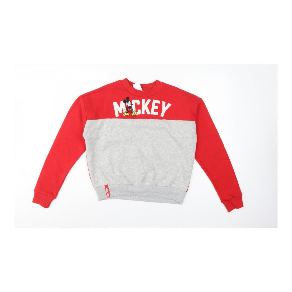 Front view of Disney Women’s Multicolour S Mickey München Graphic Pullover Sweatshirt