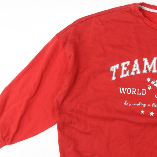 George Women Red 2XL Team Santa Christmas Fleece Sweatshirt