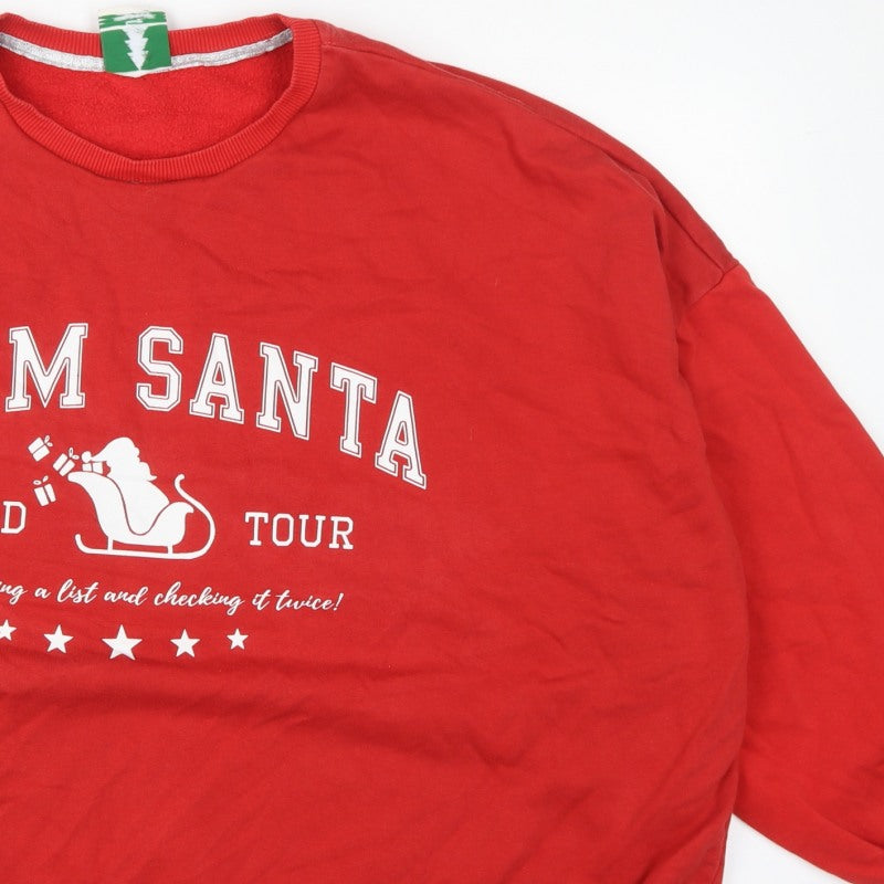George Women Red 2XL Team Santa Christmas Fleece Sweatshirt