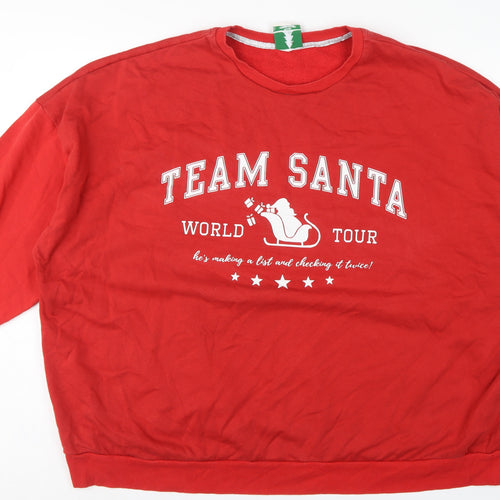 George Women Red 2XL Team Santa Christmas Fleece Sweatshirt