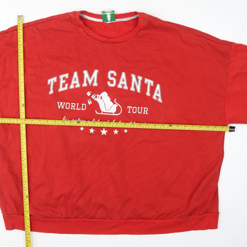 George Women Red 2XL Team Santa Christmas Fleece Sweatshirt