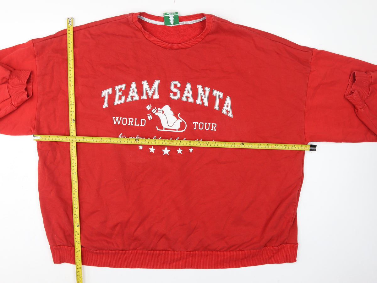 George Women Red 2XL Team Santa Christmas Fleece Sweatshirt