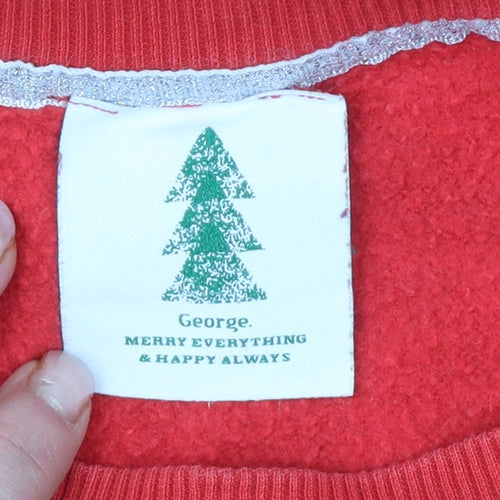 George Women Red 2XL Team Santa Christmas Fleece Sweatshirt