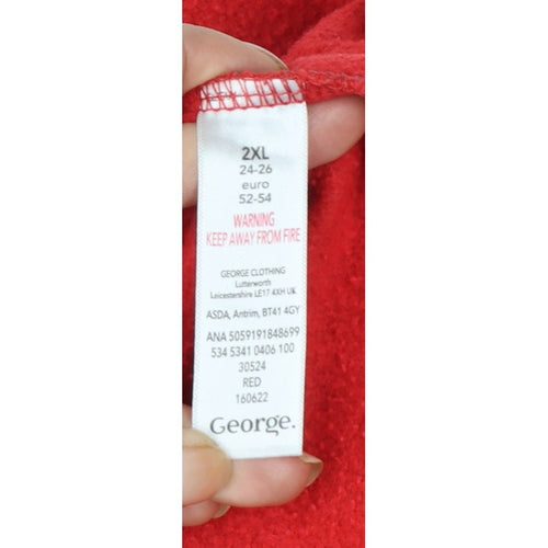 George Women Red 2XL Team Santa Christmas Fleece Sweatshirt
