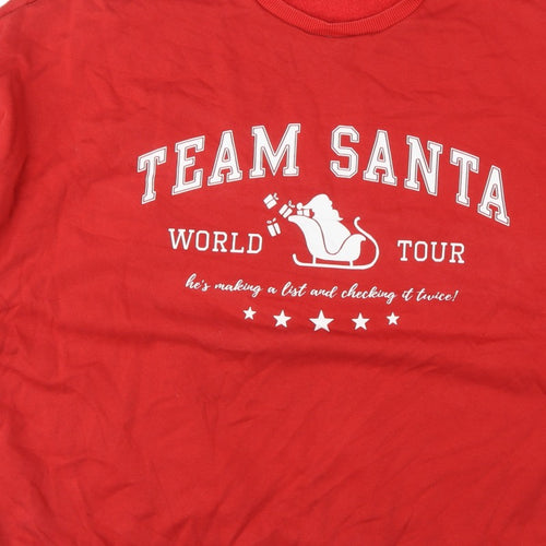 George Women Red 2XL Team Santa Christmas Fleece Sweatshirt