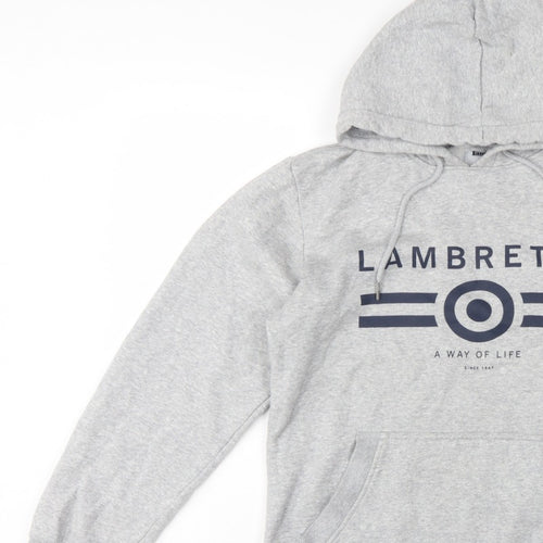 Lambretta Men’s Grey M Pullover Logo Graphic Hoodie Pockets