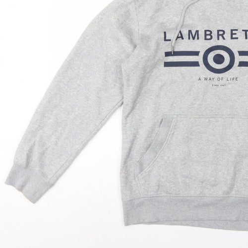 Lambretta Men’s Grey M Pullover Logo Graphic Hoodie Pockets