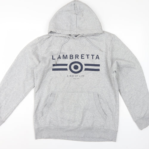 Lambretta Men’s Grey M Pullover Logo Graphic Hoodie Pockets