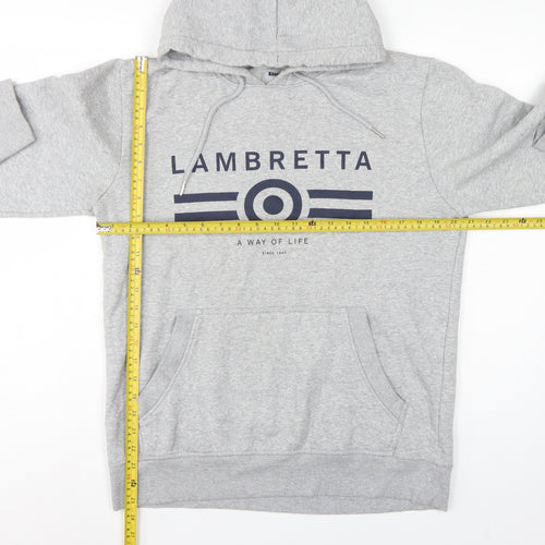 Lambretta Men’s Grey M Pullover Logo Graphic Hoodie Pockets