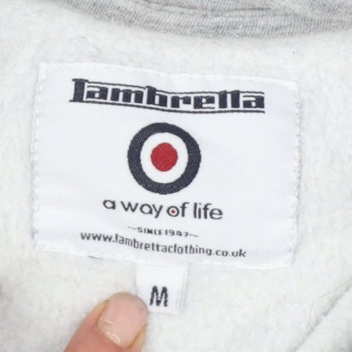 Lambretta Men’s Grey M Pullover Logo Graphic Hoodie Pockets