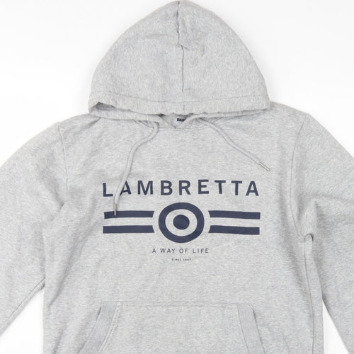 Lambretta Men’s Grey M Pullover Logo Graphic Hoodie Pockets
