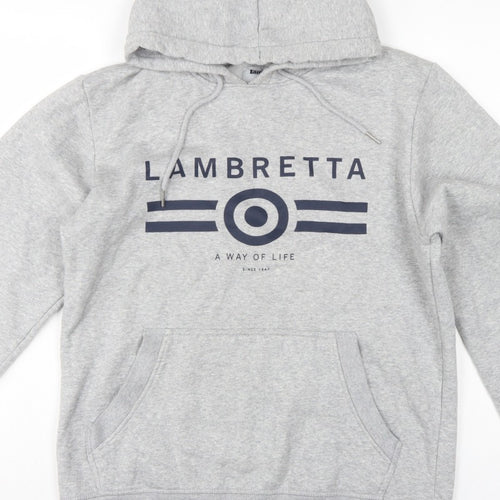 Lambretta Men’s Grey M Pullover Logo Graphic Hoodie Pockets