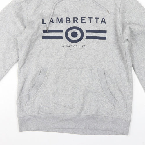 Lambretta Men’s Grey M Pullover Logo Graphic Hoodie Pockets