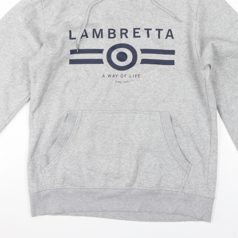 Lambretta Men’s Grey M Pullover Logo Graphic Hoodie Pockets