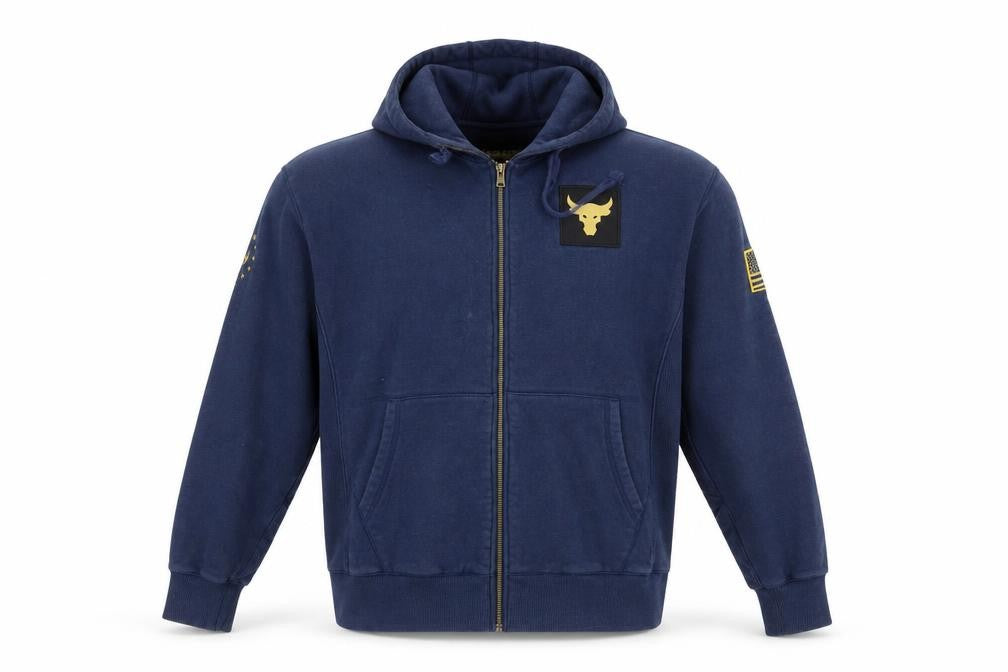 Under Armour Men’s Blue L Project Rock Full Zip Hoodie USA Flag