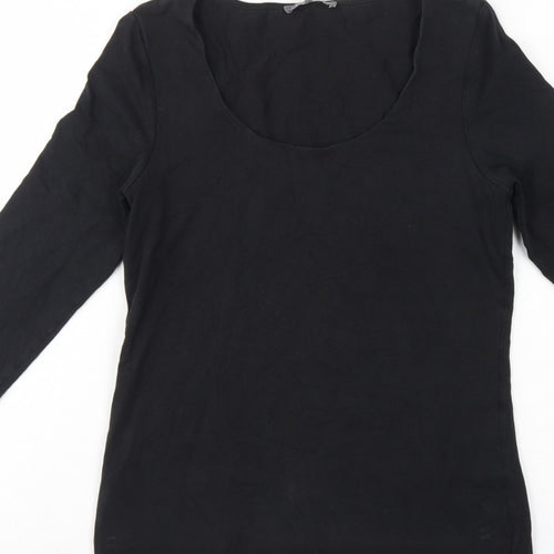 Laura Ashley Women Black UK 12 Basic Scoop Neck 3/4 Sleeve Top