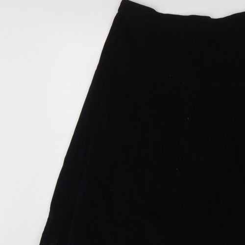 Marks & Spencer Women Black UK 14 A-Line Embroidered Knee Skirt