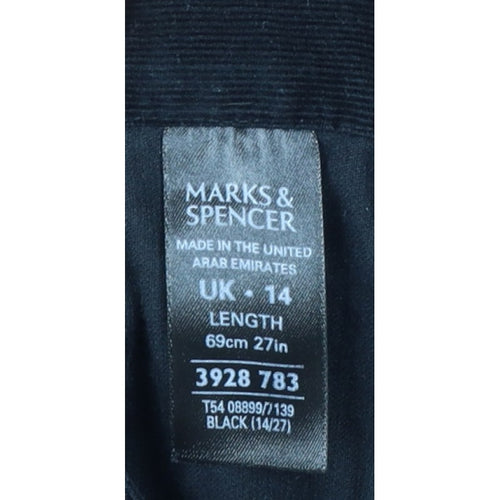 Marks & Spencer Women Black UK 14 A-Line Embroidered Knee Skirt