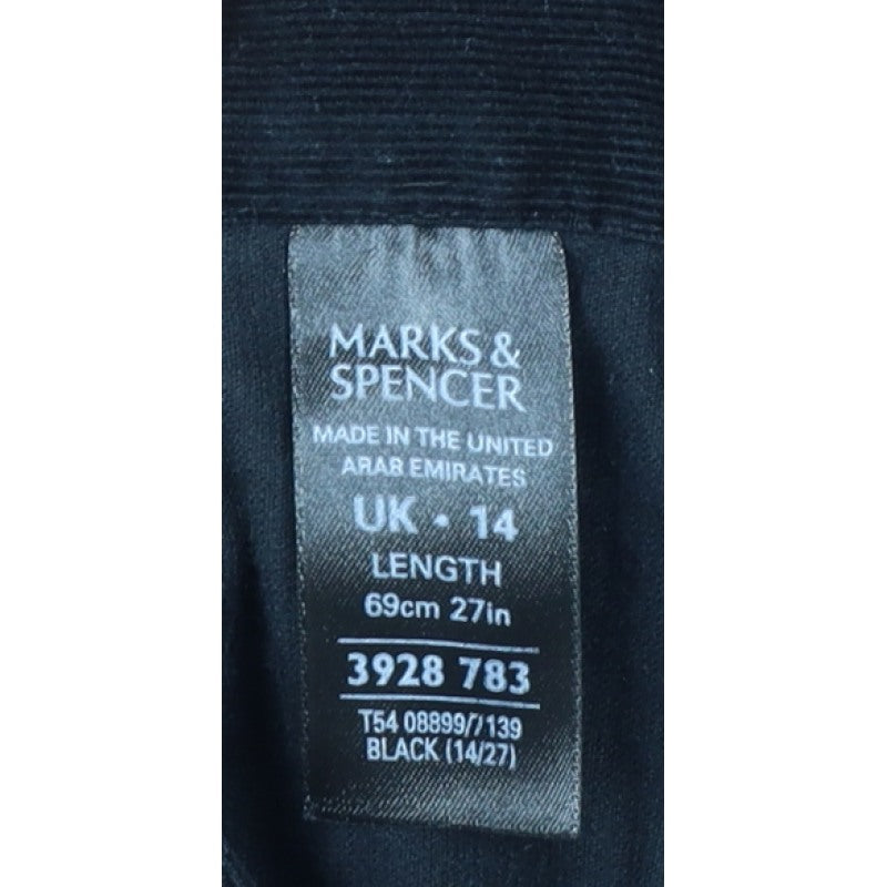 Marks & Spencer Women Black UK 14 A-Line Embroidered Knee Skirt