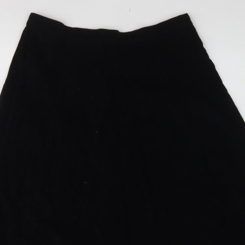 Marks & Spencer Women Black UK 14 A-Line Embroidered Knee Skirt