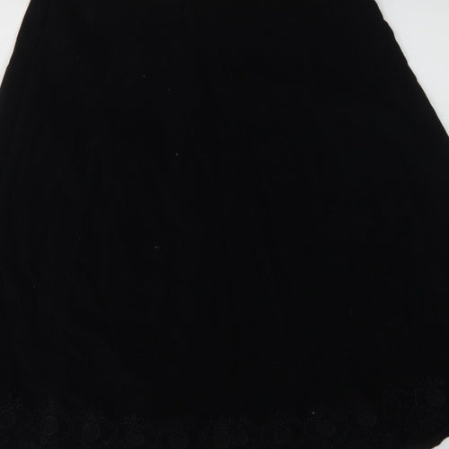 Marks & Spencer Women Black UK 14 A-Line Embroidered Knee Skirt